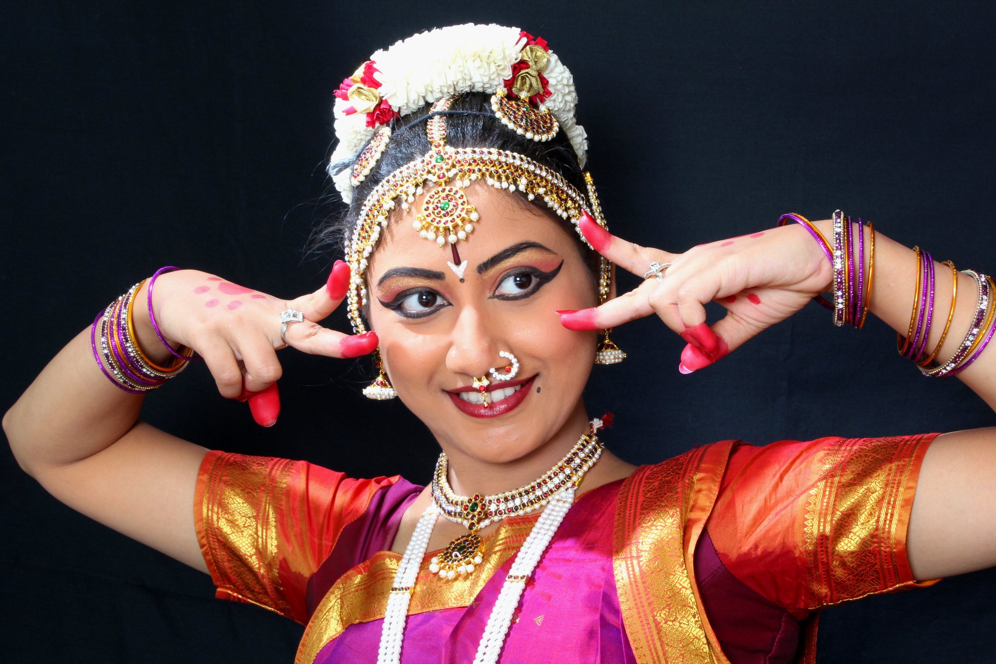 Playful wide Bharatanatyam expression