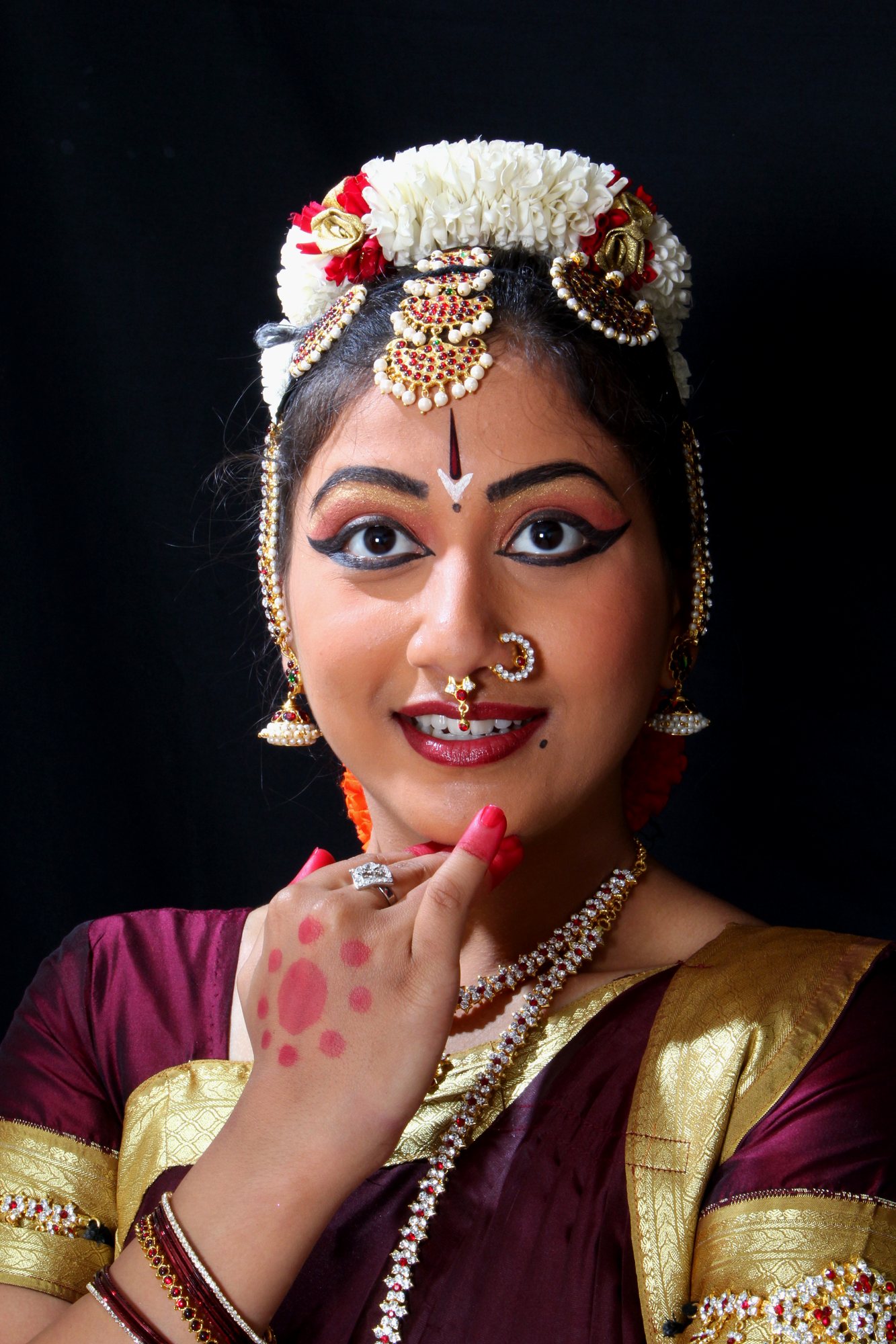 Close portrait of a Bharatanatyam dancer's gaze