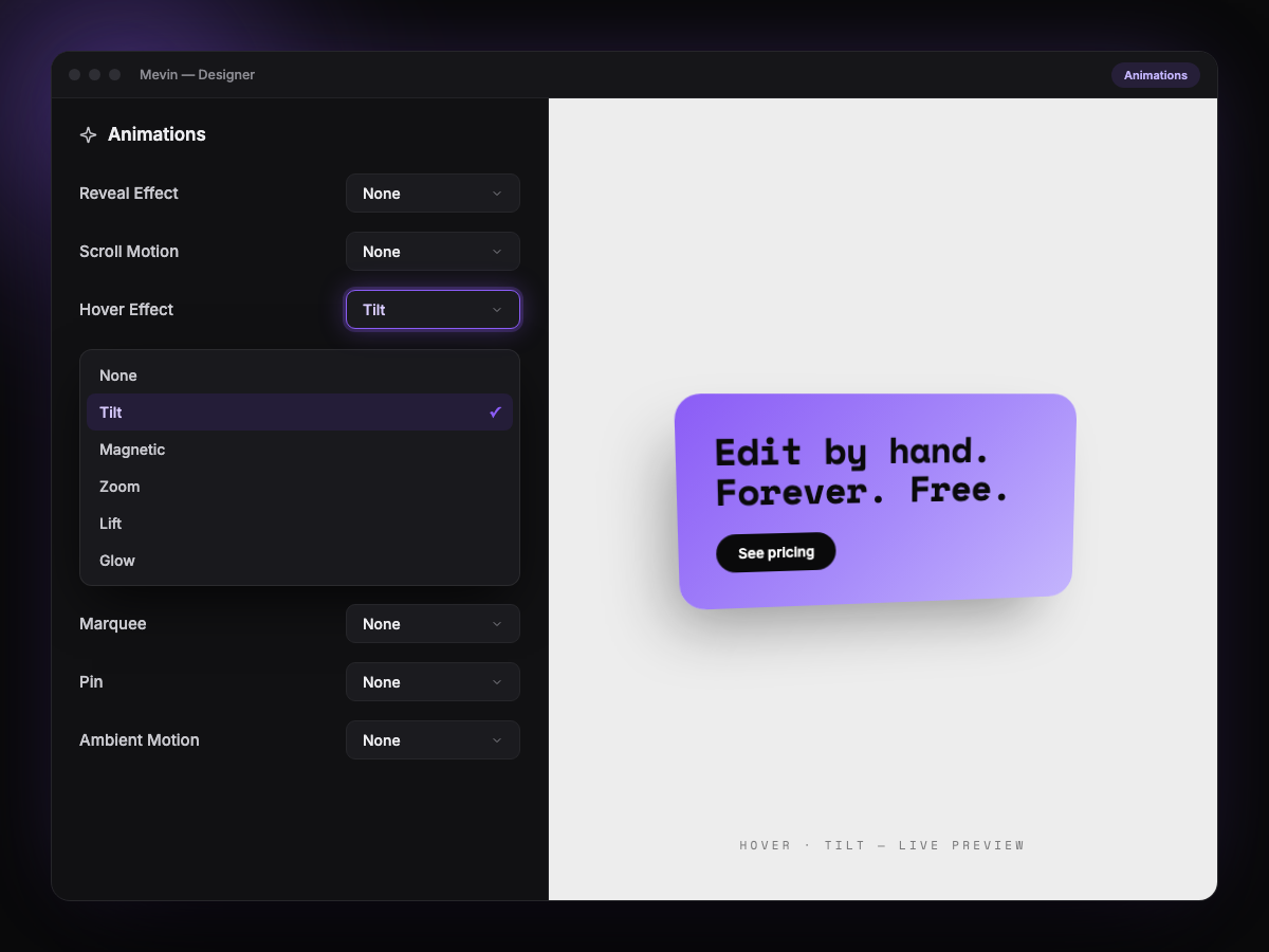 Edit your website by hand, free forever.